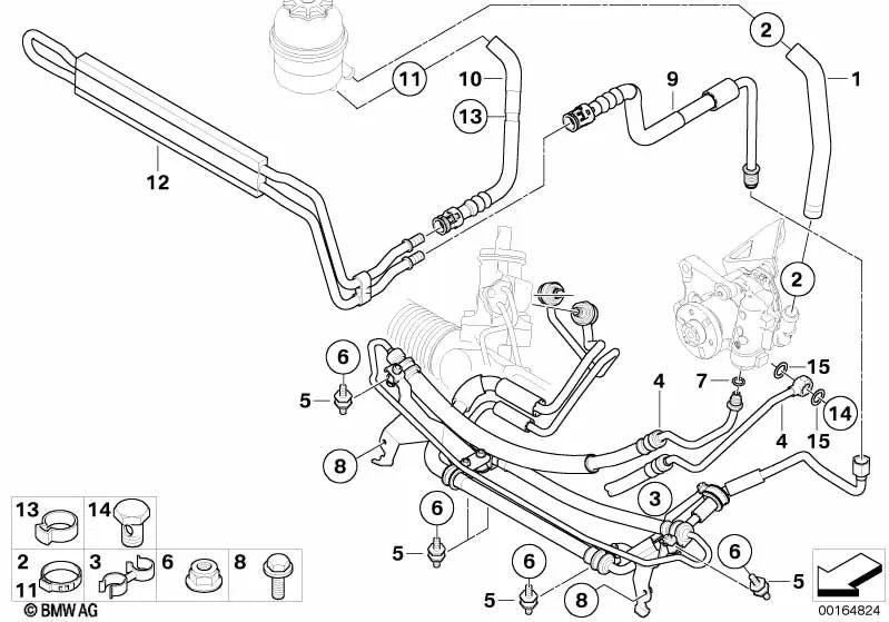 Tubería de succión para BMW X3 E83N (OEM 32413420541). Original BMW