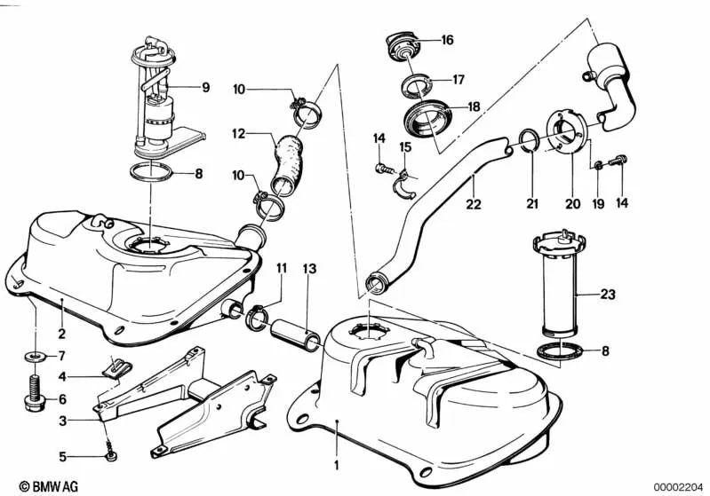 Depósito de combustible izquierdo para BMW E21 (OEM 16111151530). Original BMW