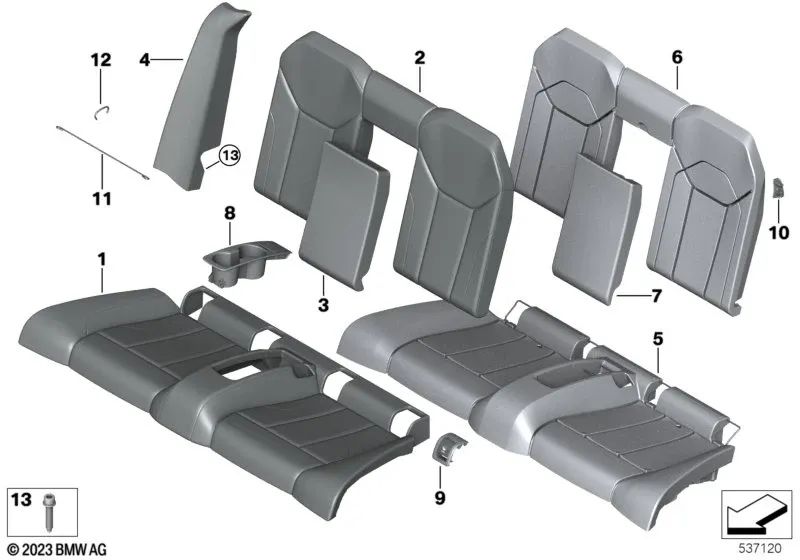 Panel lateral de cuero sintético derecho para BMW G23 (OEM 52205A23528). Original BMW.