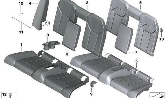 Rechte synthetische Leder -Seitenplatte 52209870098 für BMW G23. Original BMW.