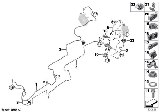 Segurança axial para BMW Série 1 F20, F21, F52, Série 2 F22, F23, F44, F45, F46, F87, Série 3 E90, E91, E92, E93N, F30, F31, F34, F35, F80, G20, Série 4 F32, F33, F36, F82, X1 E84, F48, F49, X2 F39, X5 G05 (OEM 13328511095). BMW originais.