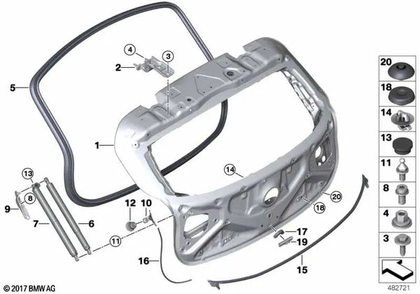 Accionamiento por husillo para BMW F39 (OEM 51249465654). Original BMW