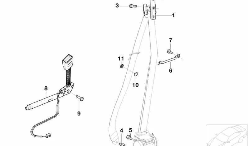 Soporte de cinturón de seguridad OEM 72117168482 para BMW E65, E66. Original BMW.