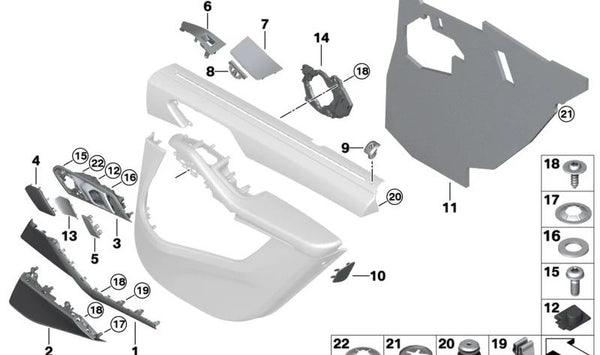 Moldura decorativa madera Fresno derecha OEM 51418747830 para BMW G05, F95, G07. Original BMW.