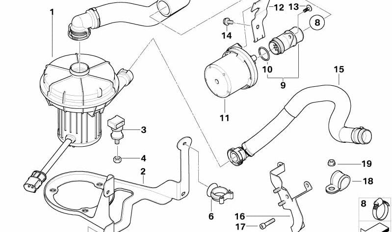 Adaptador para BMW Serie 5 E60, E61, Serie 6 E63, E64 (OEM 11727520833). Original BMW