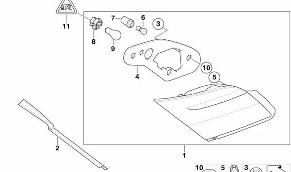 Junta Luz Trasera Maletero Izquierda para BMW Serie 7 E65, E66 (OEM 63217162073). Original BMW.