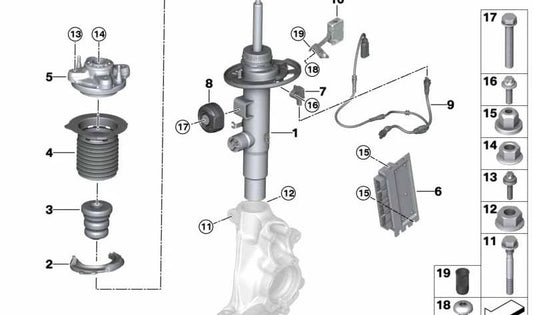 Absorbatteur droit VDC pour BMW G21, G21N (OEM 37106878736). BMW d'origine.