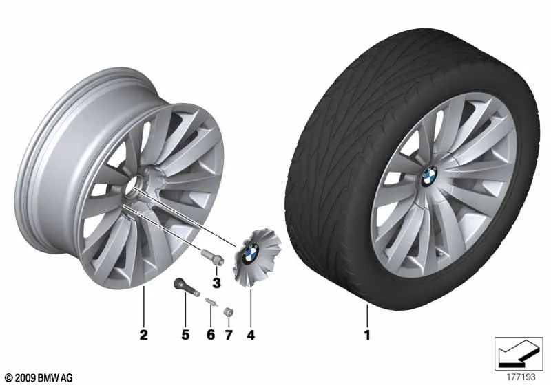 Nabenabdeckung para BMW Serie 5 F07, F07N Serie 7 F01, F01N, F02, F02N, F04 (OEM 36136769370). Original BMW.