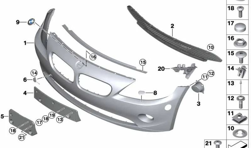 Rejilla Central para BMW Z4 E85 (OEM 51117016061). Original BMW