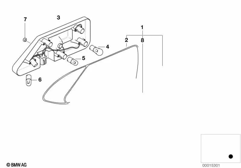 Lumière arrière gauche pour BMW (OEM 63218389711). BMW d'origine