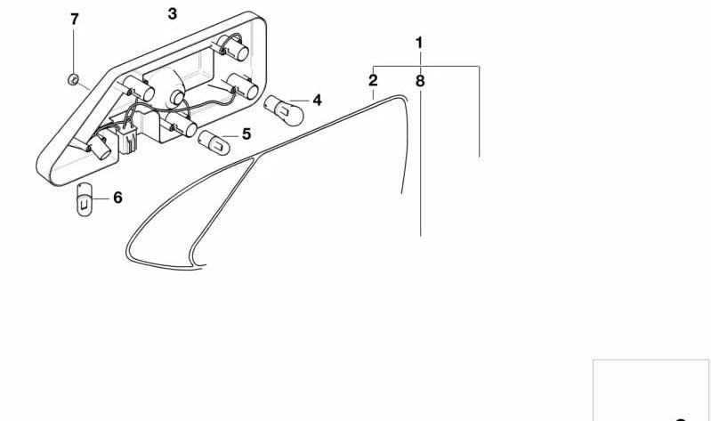 Piloto trasero derecho para BMW E46, F30, F80 (OEM 63218389712). Original BMW