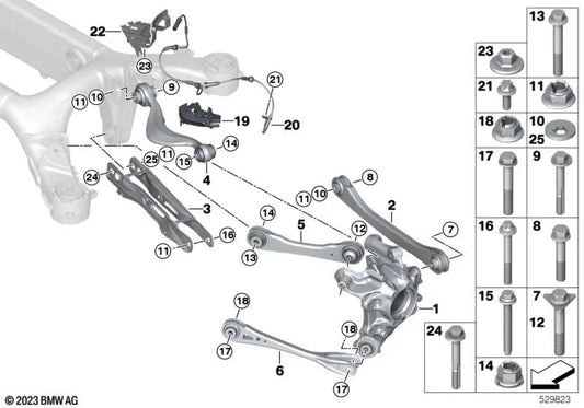 Halterung für rechten Raddrehzahlsensor für BMW F90, G30, G38, G90, G12N, G70, F91, F92, G14, G15, G16 (OEM 34526886994). Original BMW.