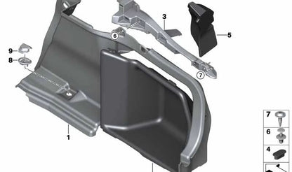 Revêtement du coffre arrière droit OEM 51477337234 pour BMW F36 (série 4 Gran Coupé). BMW d'origine