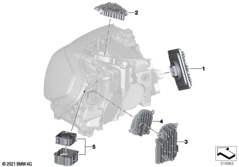 Módulo LED de Luz Diurna Izquierda para BMW X3 F97N, G01N, X4 F98N, G02N (OEM 63115A0E621). Original BMW.