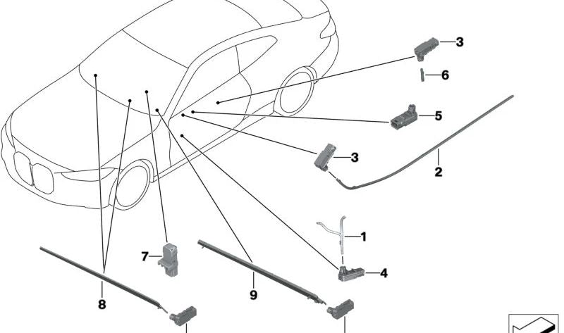 Guia de luz contém a porta frontal OEM 63316999929 para BMW G20, G21, G28, G80, G81. BMW original.