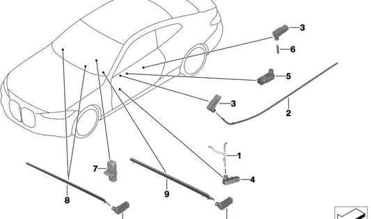 Guía luminosa contorno puerta delantera izquierda OEM 63316999929 para BMW G20, G21, G28, G80, G81. Original BMW.