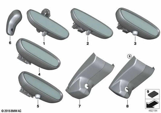 Manual / LED interior mirror for BMW 1 Series F20, F21, F52, 2 Series F22, F23, F45, F87 (OEM 51169243589). Original BMW