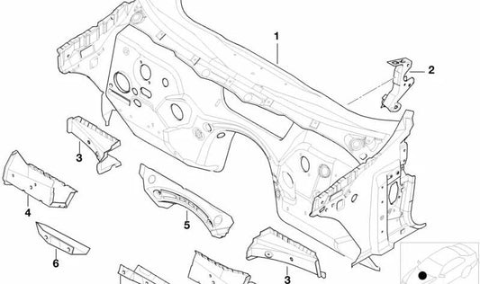 Soporte Frontal Central para BMW Serie 3 E46, X3 E83 (OEM 41118230553). Original BMW