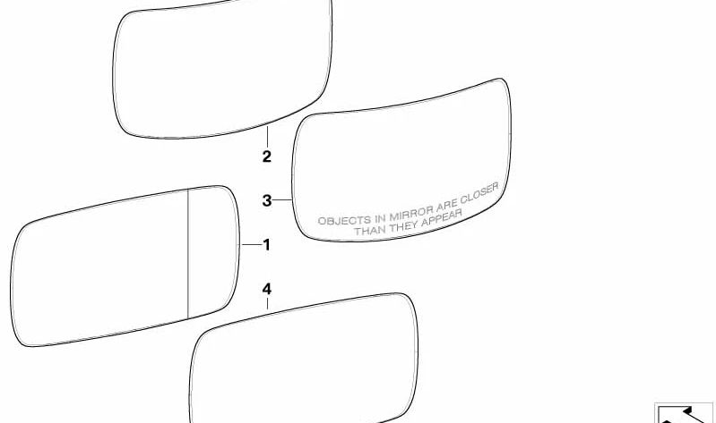 Cristal de espejo calefactado gran angular izquierdo para BMW E83, E83N (OEM 51163418485). Original BMW.