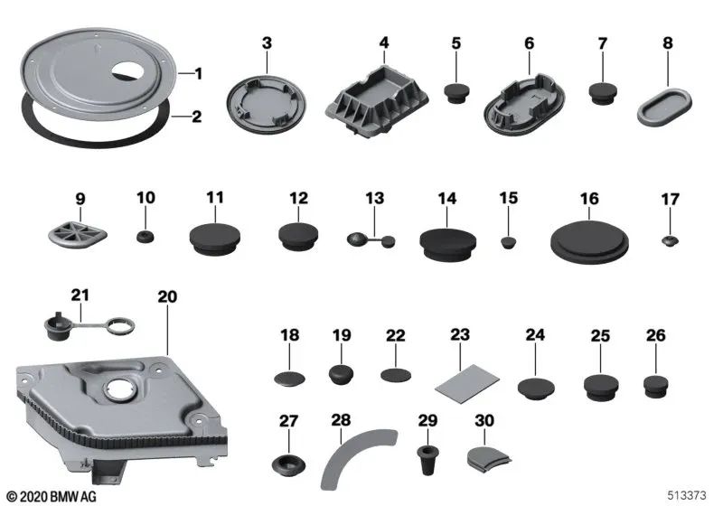 Closing plug for MINI F55, F56, F57, R50, R52, R56, R57, R58, R59 (OEM 51711507300). Original MINI