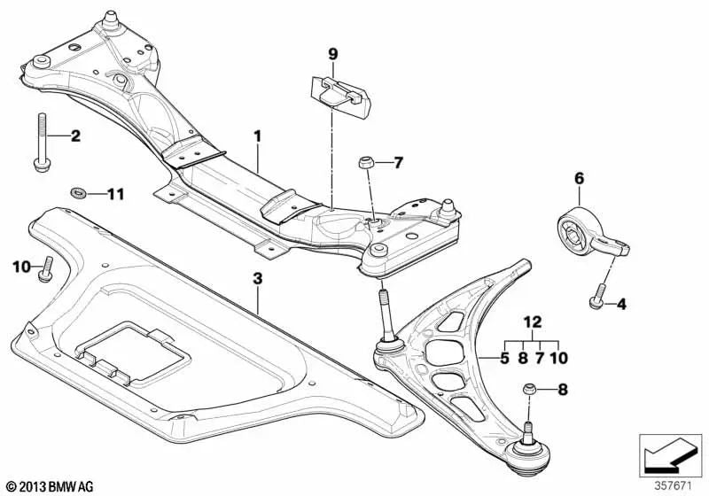 Placa de refuerzo para BMW E46 (OEM 51718260810). Original BMW