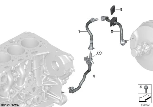 Vakuumröhre mit Nippel für BMW G22, G26, G30, G31, G38, G32, G11, G12, G14, G16, G01, G02 (OEM 11668602029). Original BMW