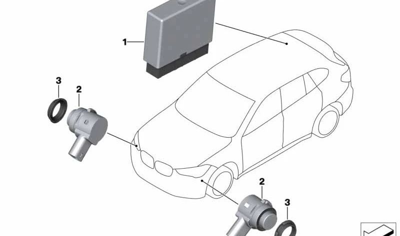 Sensor de ultrasonidos color Sparkling Brown OEM 66209290903 para BMW F45, F46, F48, F39, F25, F26, F15, F85, F16, F86. Original BMW.