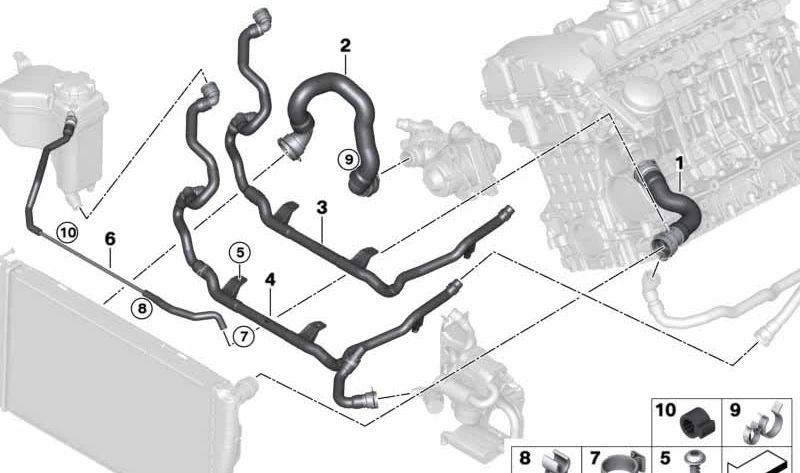 Tubo de ventilación superior del radiador OEM 17127585740 para BMW E89 Z4. Original BMW.