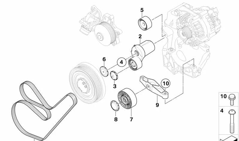 Correa acanalada para BMW Serie 1 E81, E82, E87, E88. Original BMW.