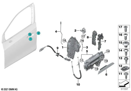 Soporte Manilla Exterior Derecho para BMW Serie 2 U06 (OEM 51215A68EC8). Original BMW.