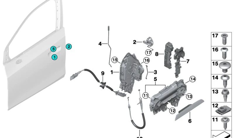 Embellecedor tirador exterior de puerta delantero derecho imprimado OEM 51215A260C4 para BMW U06. Original BMW.