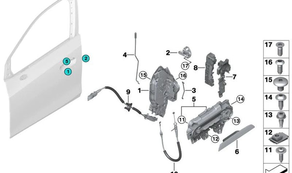 Adaptador soporte delantero izquierdo OEM 51215A2CCF7 para BMW U06 (Serie 2 Active Tourer). Original BMW.