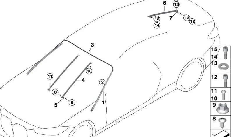 Clip para fijación de moldura inferior del parabrisas OEM 51317437711 para BMW F40, F52, F44, G42, U06, G20, G21, G28, G80, G22, G23, G26, G82, G83, F39, G05, G18, F95, G06, F96, G07. Original BMW.