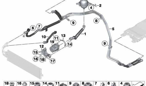 Depósito de expansión OEM 17127605323 para BMW F30, F31, F34. Original BMW