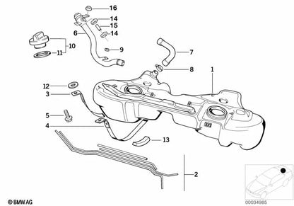 Tubo flessibile preformato per la serie BMW 3 E36 (OEM 16111182831). BMW originale