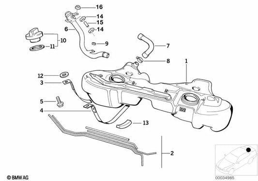 Fuel Tank Parts Kit for BMW 3 Series E36 (OEM 16112228042). Original BMW