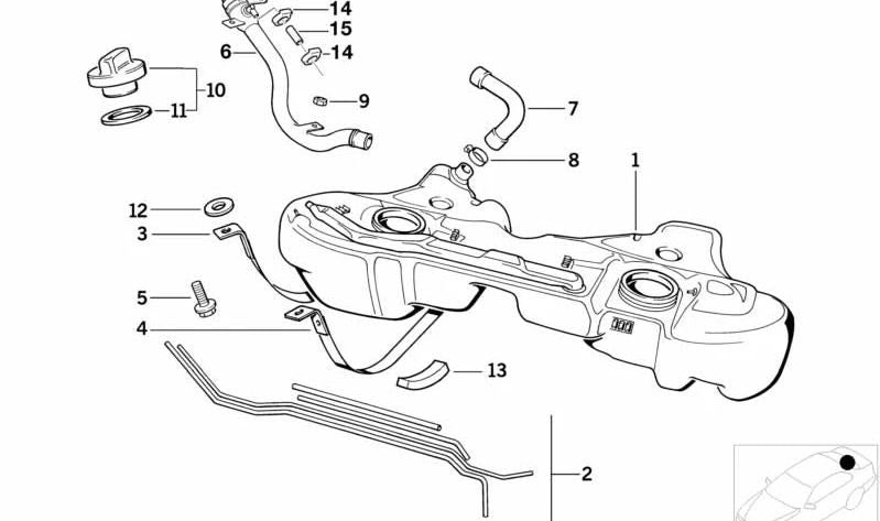 Tubo de llenado de plástico para BMW Serie 3 E36 (OEM 16111183107). Original BMW