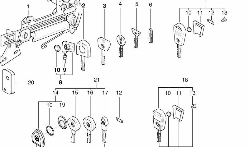 Llave en blanco (Serviceschlüssel) OEM 51218132689 para BMW E36, E34, E32, E38. Original BMW.