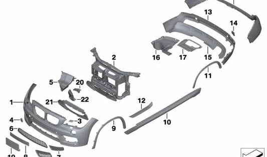 Panel frontal para BMW X1 E84 (OEM 51648038058). Original BMW