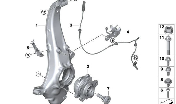 Mangueta delantera izquierda OEM 31216898323 para BMW Serie 1 (F20, F21), Serie 2 (F22, F23, F45, F46), Serie 3 (F30, F31, F34, G20, G21), Serie 4 (F32, F33, F36, G22, G23), X1 (F48), X2 (F39). Original BMW.