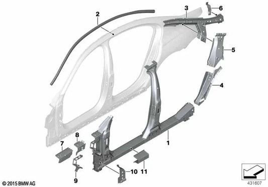 Consola ayuda de apertura izquierda para BMW Serie 7 G11, G12 (OEM 41007421769). Original BMW.