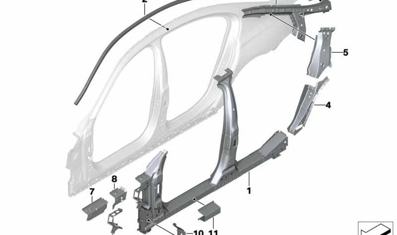 Right wheel arch support extension for BMW G32, G11, G12 (OEM 41007412962). Original BMW