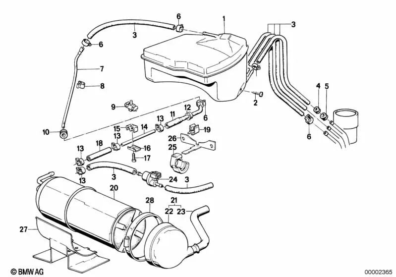 Ausgleichsbehälter für BMW 6er E24 (OEM 16131153314). Original BMW.