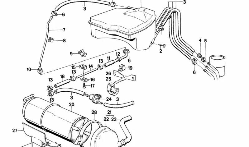 Filtro de carbón activado para BMW E30, E36, E28, E34, E24, E32 (OEM 16131180463). Original BMW