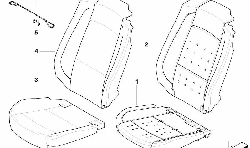 Funda de asiento de cuero derecha para BMW E93, E93N (OEM 52107253718). Original BMW