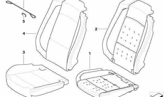 Funda de asiento de cuero derecha para BMW E93, E93N (OEM 52107253718). Original BMW