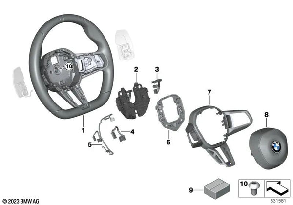 Decoración Volante Deportivo M para BMW Serie 7 G70 (OEM 32305A716B6). Original BMW.