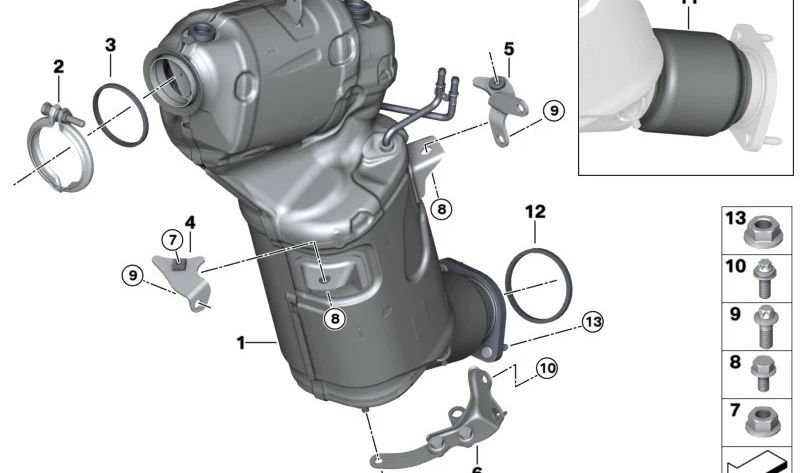 Abrazadera en V para BMW Serie 5 G60, G61, X3 G45 (OEM 18307926538). Original BMW