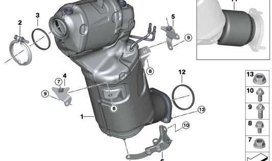 Abrazadera en V para BMW Serie 5 G60, G61, X3 G45 (OEM 18307926538). Original BMW