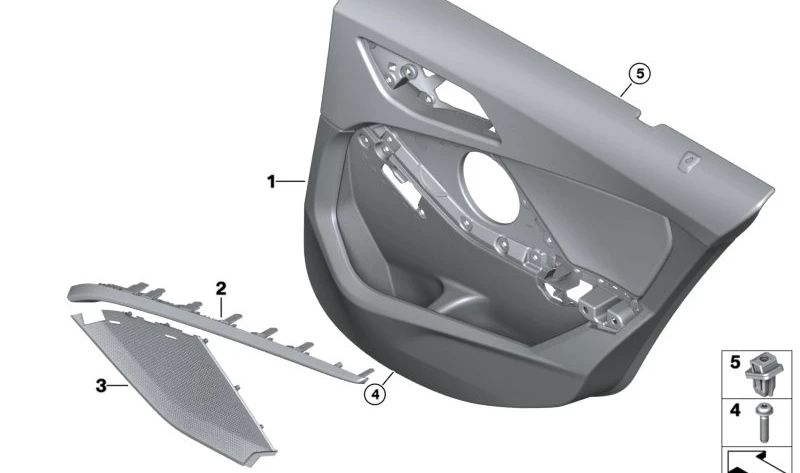 Panel interior de puerta trasera izquierda OEM 51429893849 para BMW Serie 1 (F40). Original BMW.